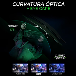 Monitor Curvo 23.8" DXT GAMING Full HD, VA, 180Hz, Negro