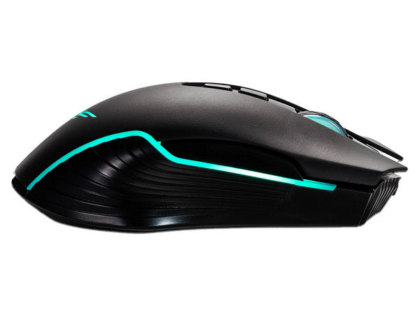 Mouse NACEB OBELISK, hasta 3600 dpi, 7 botones, RGB, Alámbrico, Negro.