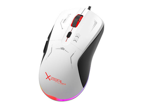 Mouse Xzeal Starter XST-401, hasta 7200dpi, 6 botones, RGB, Blanco