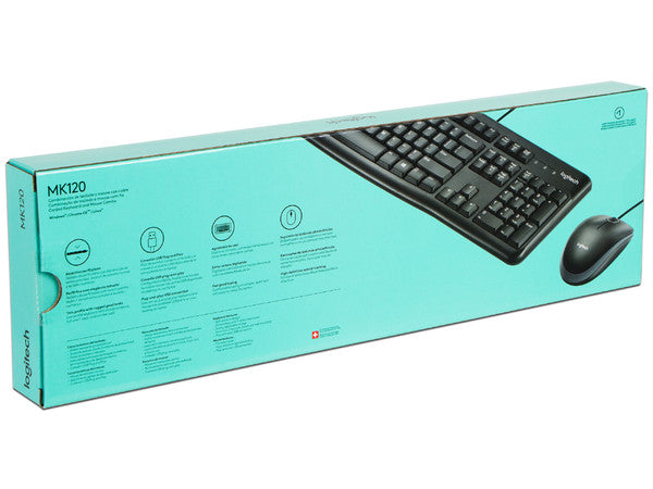 Kit de Teclado y Mouse Logitech MK120, USB. Negro, Versión en Español