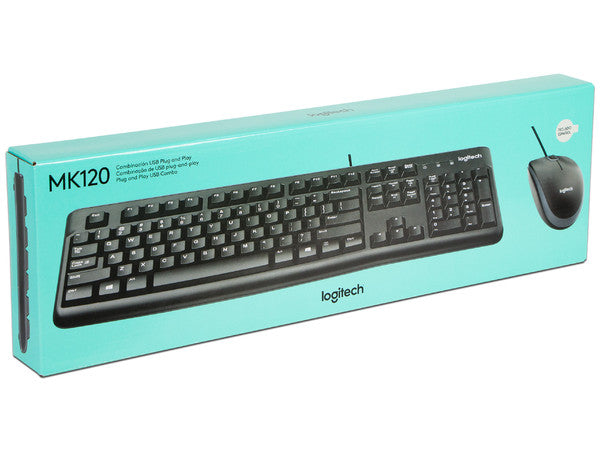 Kit de Teclado y Mouse Logitech MK120, USB. Negro, Versión en Español