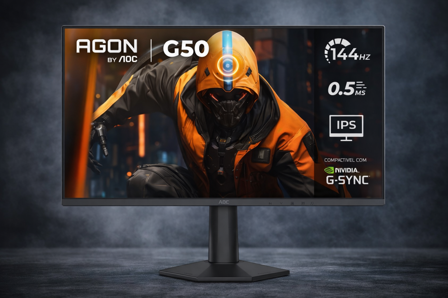 Monitor Gamer AOC de 23.8" Full HD, Panel IPS, 144Hz, 0.5ms, modelo 24G50F