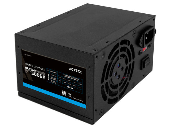 Fuente de Poder Acteck Blazar Prime FT500P de 500W, ATX, Negro.