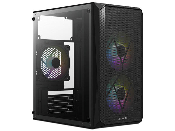 Gabinete Acteck Doom Gl630, Micro Torre, Micro-ATX + Fuente de poder de 500W, Negro.