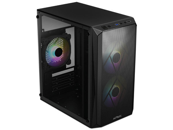 Gabinete Acteck Doom Gl630, Micro Torre, Micro-ATX + Fuente de poder de 500W, Negro.