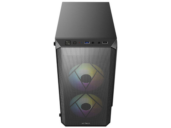 Gabinete Acteck Doom Gl630, Micro Torre, Micro-ATX + Fuente de poder de 500W, Negro.