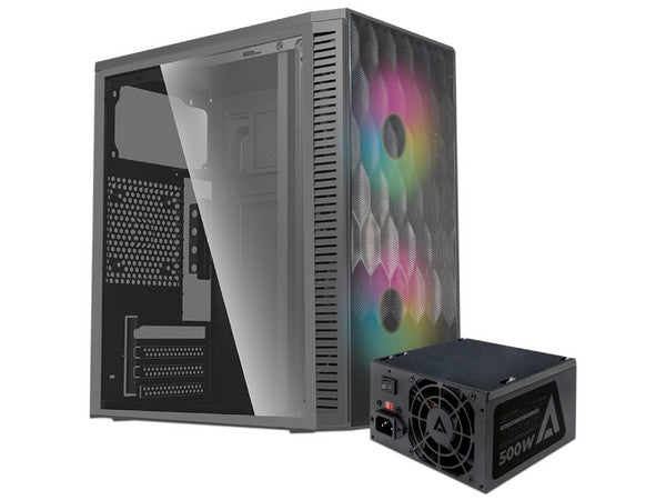 Gabinete Acteck Fuji, Mini Tower, Micro-ATX + fuente de 500W, Negro.