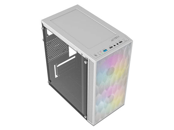 Gabinete Acteck Fuji, Mini-Tower, Micro-ATX + fuente de poder de 500W, Blanco
