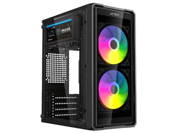Gabinete ACTECK Doom Ultra Crystal Mini Torre + 2 Ventiladores FRGB + Fuente 500W