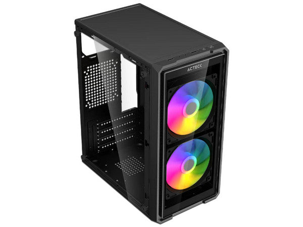 Gabinete ACTECK Doom Ultra Crystal Mini Torre + 2 Ventiladores FRGB + Fuente 500W