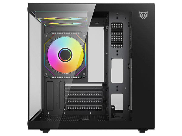 Gabinete BALAM RUSH Tank Glow Mini 3500, Mini Tower, Micro ATX + 3 Ventiladores x 120mm, Panel de Cristal, Negro
