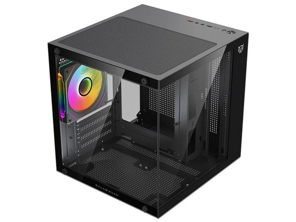 Gabinete BALAM RUSH Tank Glow Mini 3500, Mini Tower, Micro ATX + 3 Ventiladores x 120mm, Panel de Cristal, Negro