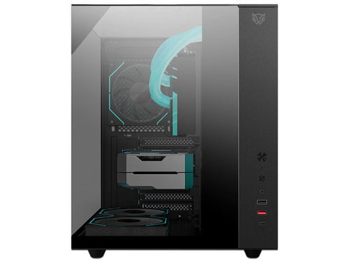 Gabinete BALAM RUSH Tank Majestic 6600, Mid Tower, ATX + Ventiladores 3 x 120mm, Panel de Cristal, Negro.