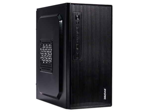 Gabinete Evotec EV-1023 Mini ATX + fuente de 500W + 3 ventiladores, negro.