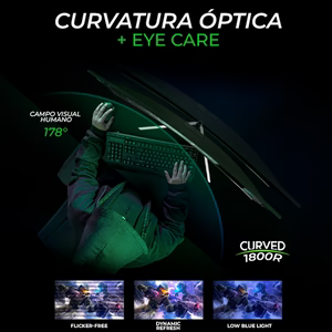 Monitor Curvo 27" DXT GAMING Sight FHD 180Hz 1ms VA bocinas Negro